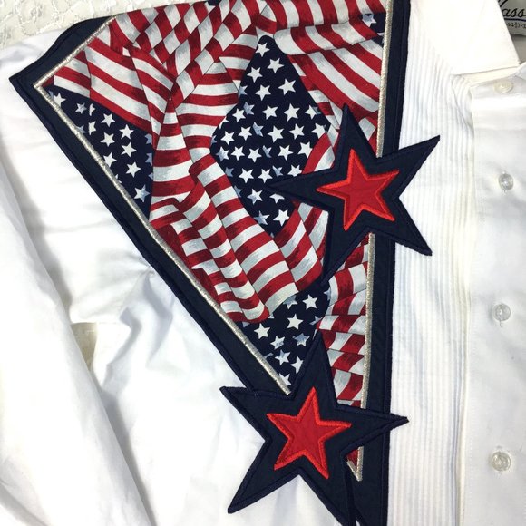 Uncle Sam Flag Tux Shirt Hand Crafted  Small  EUC - Picture 4 of 10